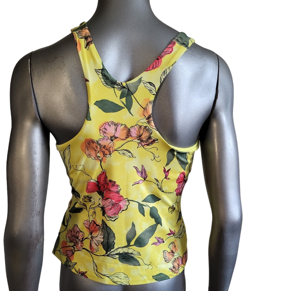 2. NWT Athleta yellow floral workout top/bra Size Med. - Picture 4 of 5